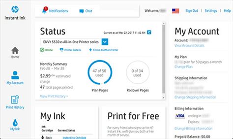 hp instant ink sign in account